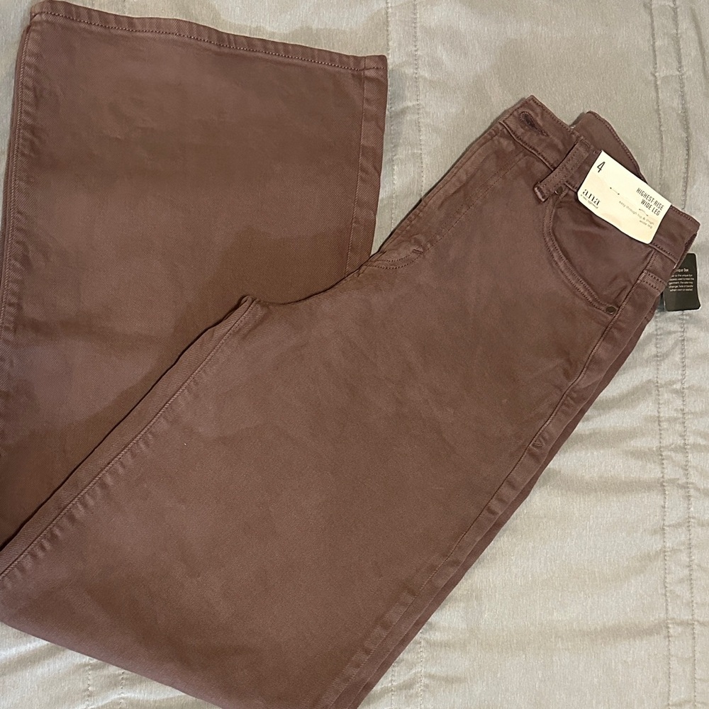 A.N.A brown peppercorn high rise wide leg jeans pants size 4 90s style